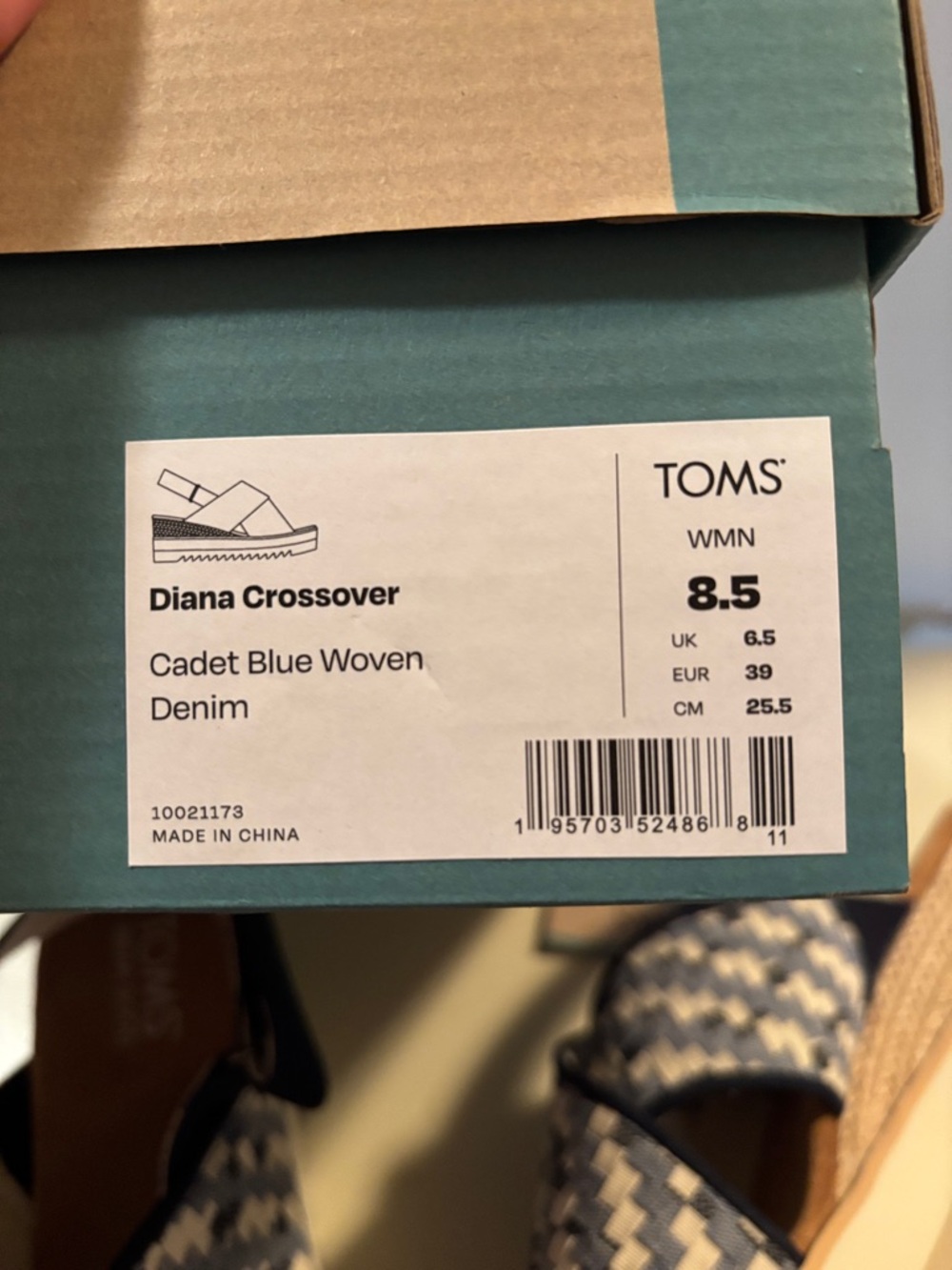 TOMS Navy and Cream Woven Platform Sandals NIB - Picture 2 of 4